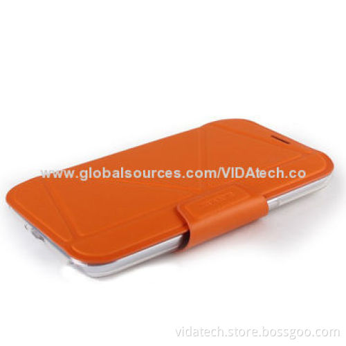 Folio and Flip Leather Case with Standing, Suitable for Samsung Galaxy Note2 Factory